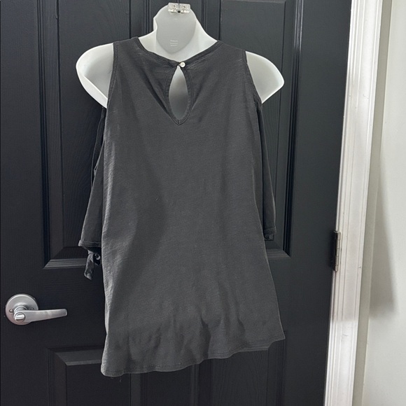 NWT Lucky Brand Embroidered Cold Shoulder Top Black Boho — Size M - Picture 5 of 9